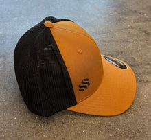 Load image into Gallery viewer, Brown Flexfit Trucker Cap with Black Mesh Back
