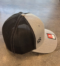 Load image into Gallery viewer, Gray Flexfit Trucker Cap with Black Mesh Back
